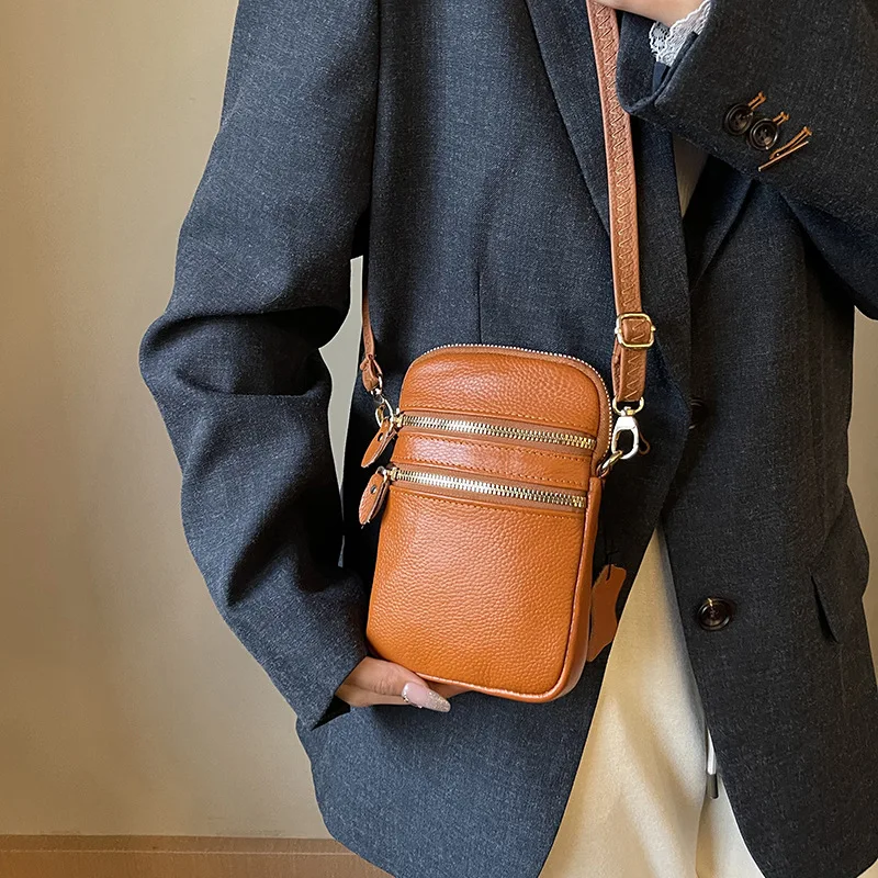 

Real leather ladies crossbody handbag - multi-functional, simple, lightweight, water-resistant, single-shoulder bag