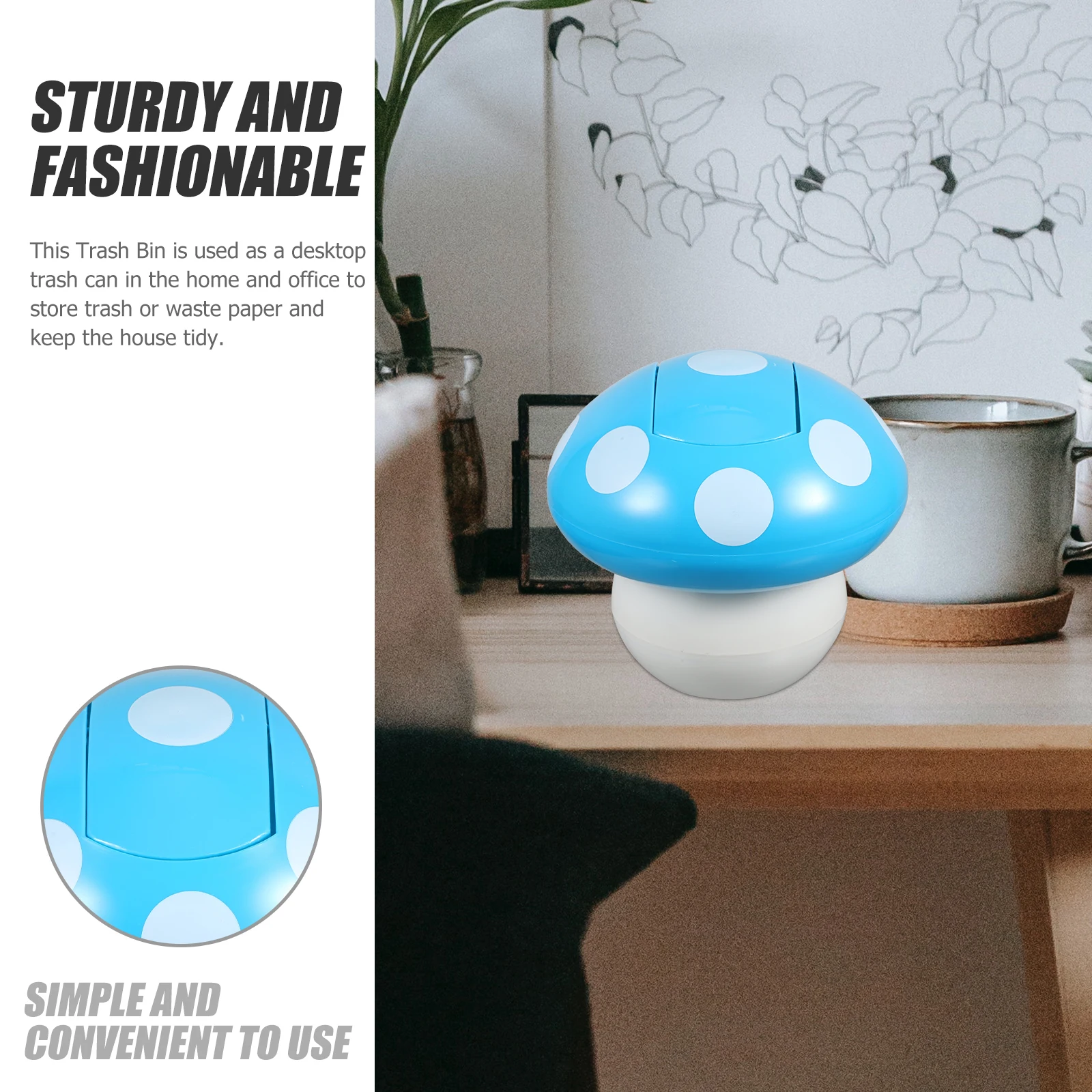 

Car Desktop Trash Can Mini Garbage with Lid Cute Wastebasket Office Cans for Slim Small Covered