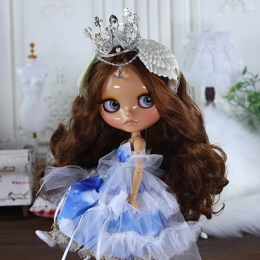 ICY DBS-Muñeca Blyth, piel bronceada, cara brillante, labios, disfraz de Cosplay, vestido de 30CM, muñeca BJD, regalo de Festival para niña, regalo de cumpleaños