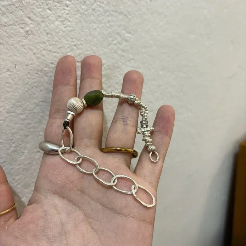 Pure handmade plain silver ring chain
