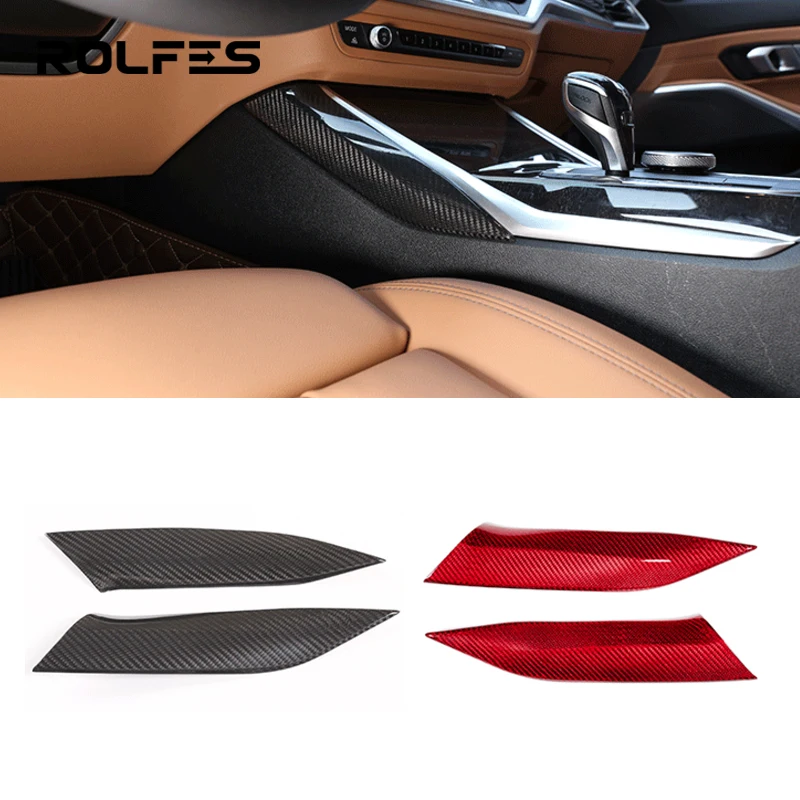 

ROLFES For BMW 3 Series G20 G28 2020 Car Carbon Fiber Interior Center Console Gear Shift Panel Cover Side Strip Protective Trim