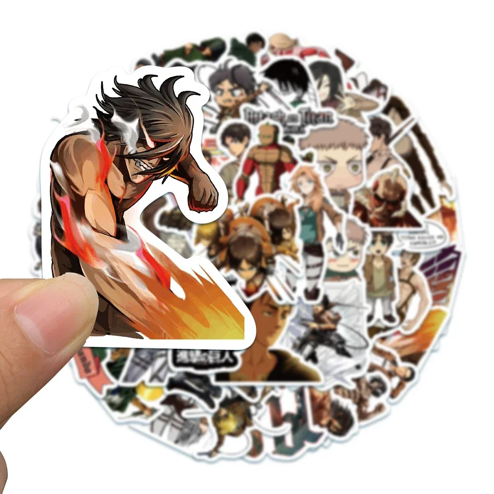 50PCS Attack on Titan Stickers Cartoon Anime Decals Kids Toy Skateboard Motorcycle Laptop Phone Bike Car Waterproof Sticker