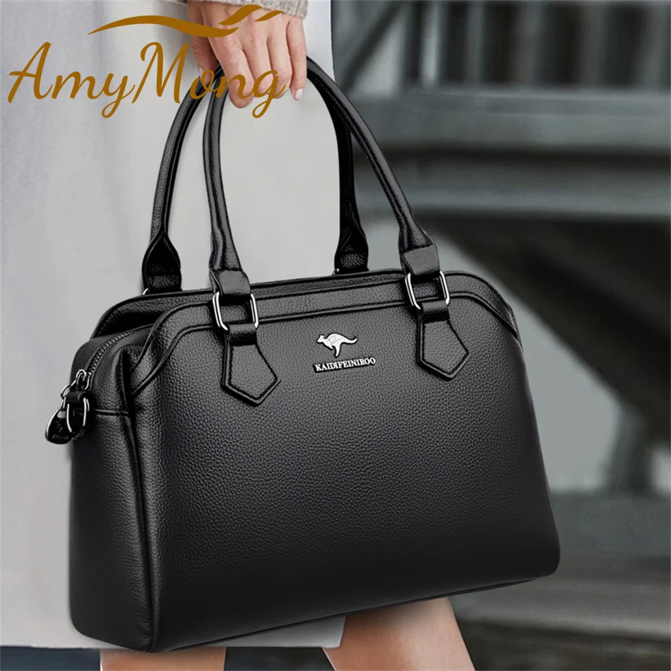 Multi-pocket Purses and Handbags soft Leather Shoulder Bag Luxury Designer Crossbody Messenger Sac Elegant Tote for Women 2024