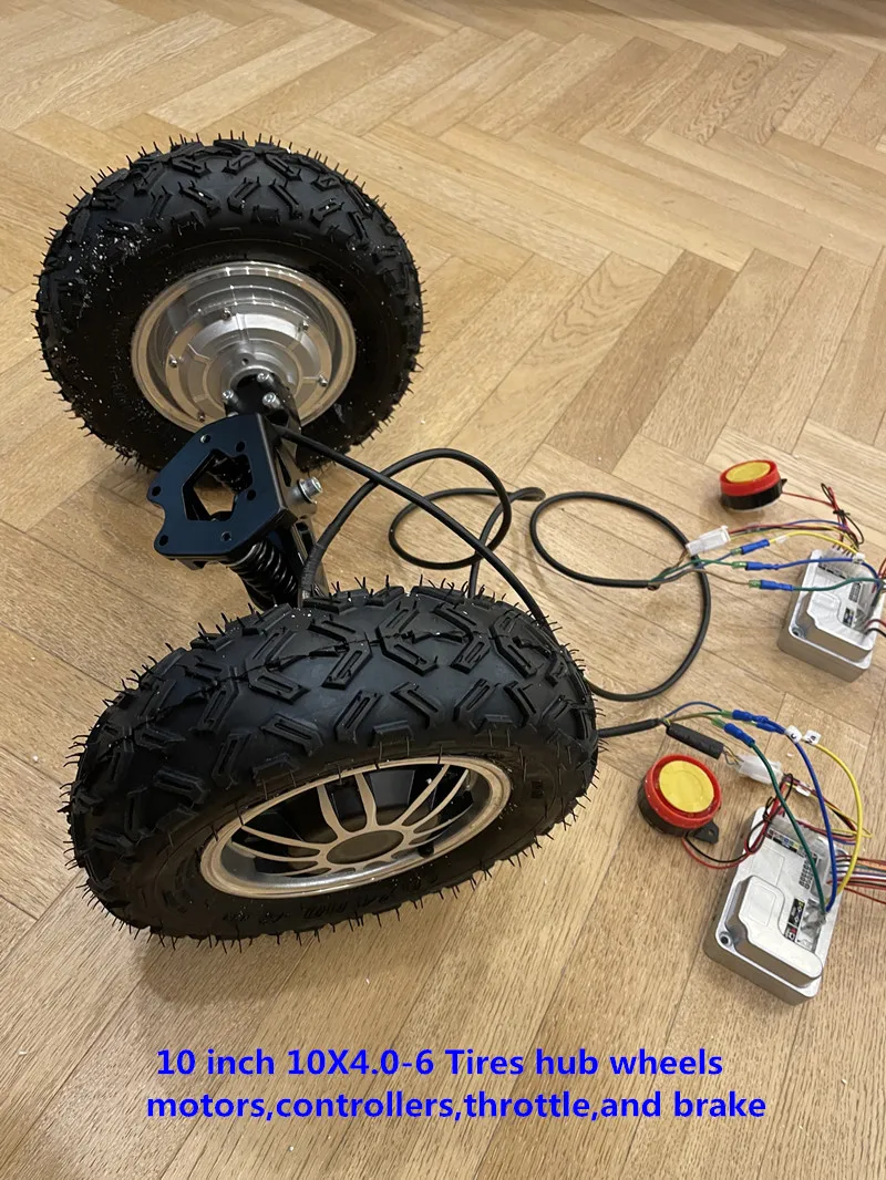 Two 10 inch 10X4.0-6 Tires hub wheels motors,two controllers,throttle,brake,Scooter Configuration Main Component phub-10ns