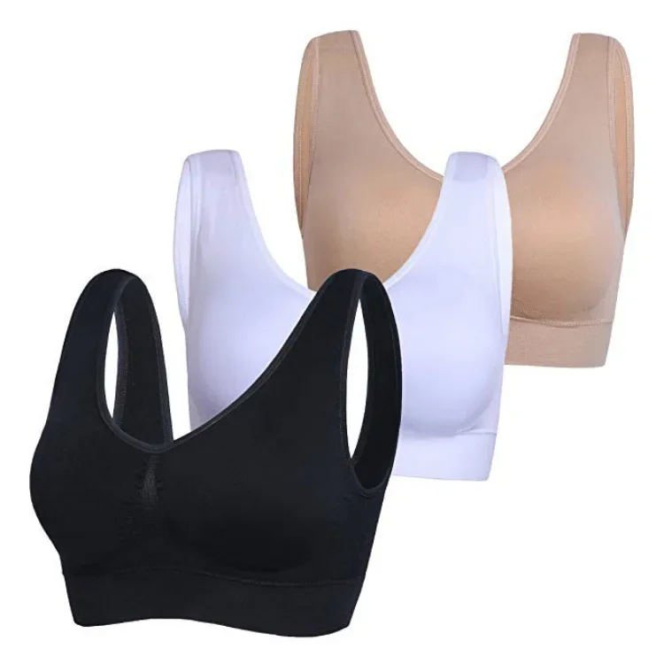

3pcs/set yoga running bra with removable pad Seamless push up women plus size S-6XL underwear wireless fitness sports Bra