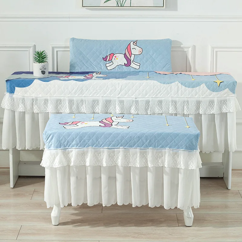 

Cartoon Polyester Lace Design Piano Covers With/Without Music Stand Printed Dust Cover Single Seat Double Piano Stool CoverZH403