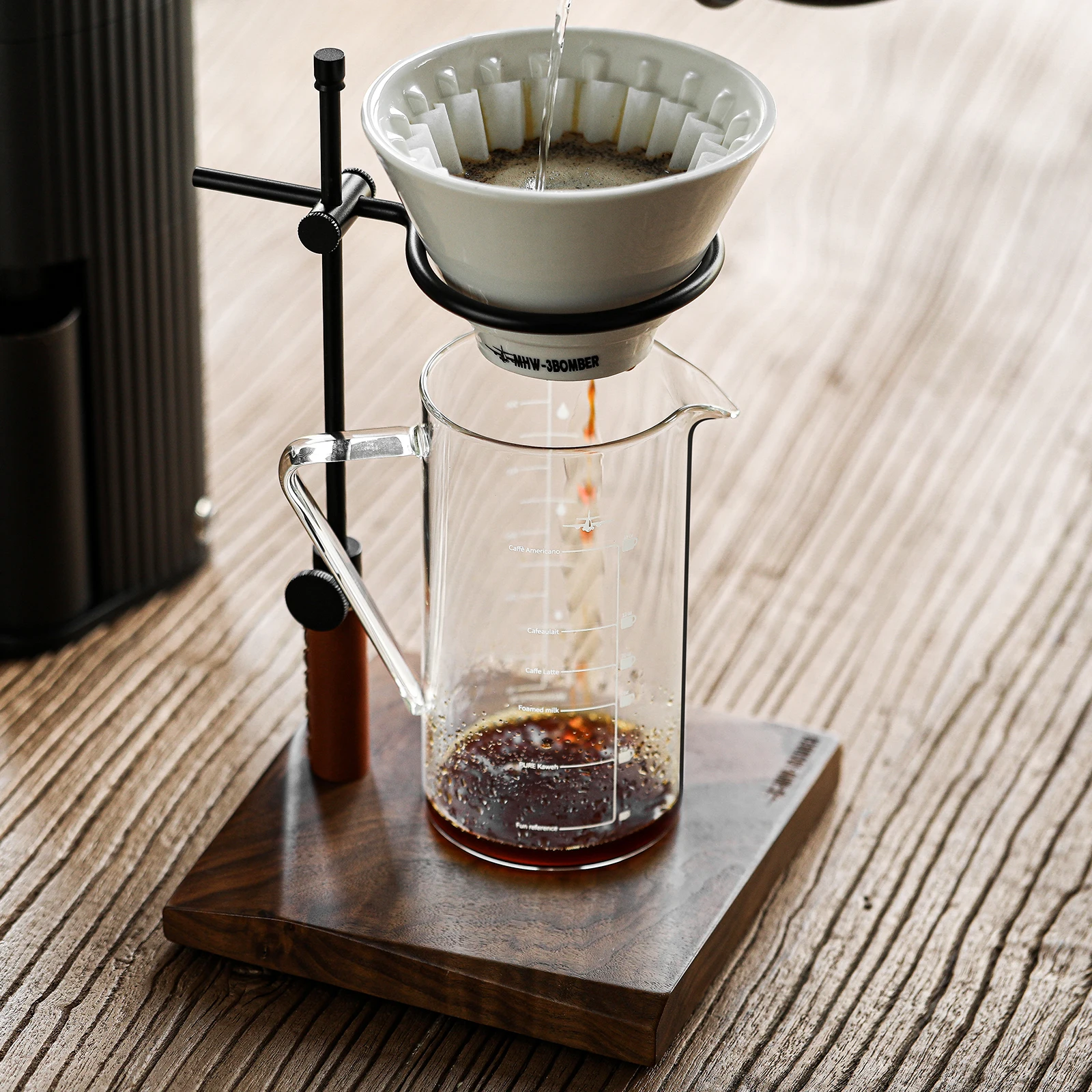 MHW-3BOMBER Coffee Server Glass Sharing Pot With Graduated Drip Filter Hand Coffee Server