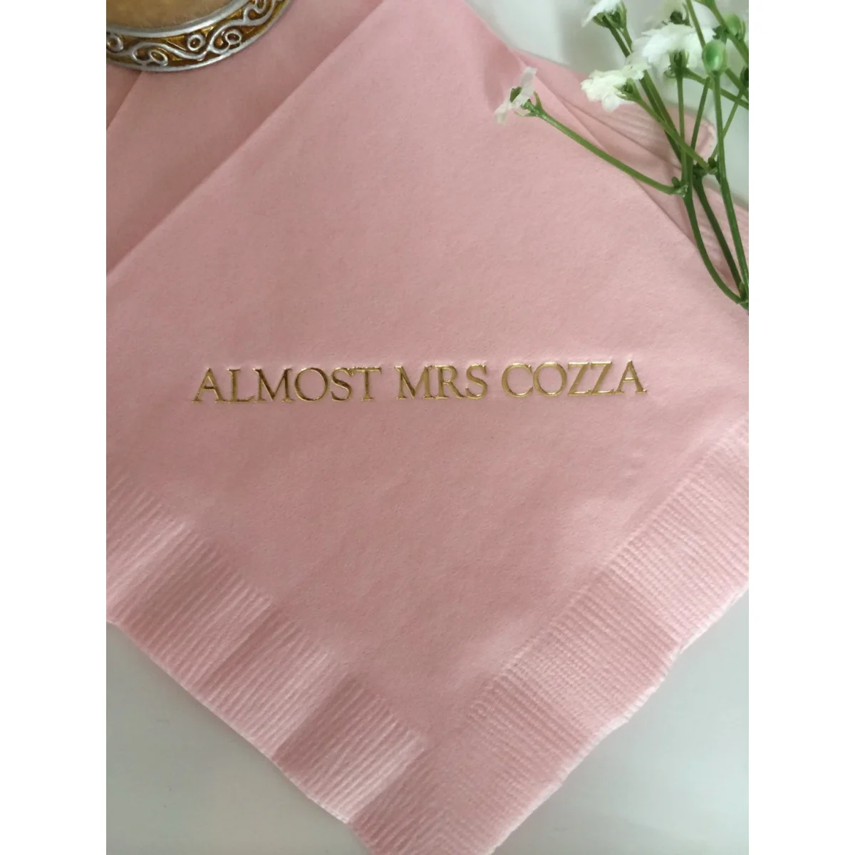 50pcs Personalized Napkins Almost Mrs Mrs. Bridal Shower Wedding Personalized Cocktail Beverage Paper Party Monogram Custom Lunc