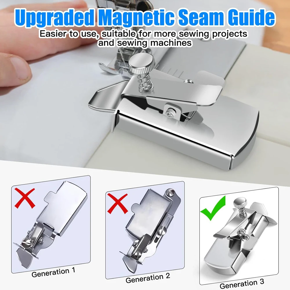 Neue magnetische Nahtführung für Nähmaschine, multifunktionale gerade Linie, Säume, Nählineal, universelle Nähmaschinenaufsätze – Detail 2