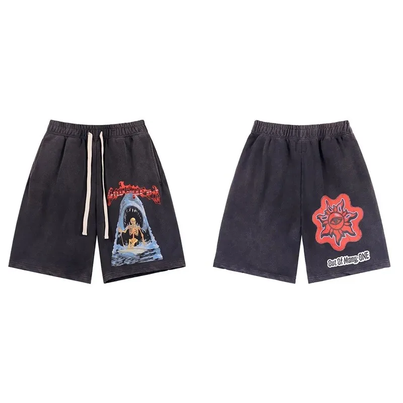 2026 Oversized Shorts Men American Vintage Deformed Letter Print Shorts Fashion High Street Loose Couple Basketball Short Pants