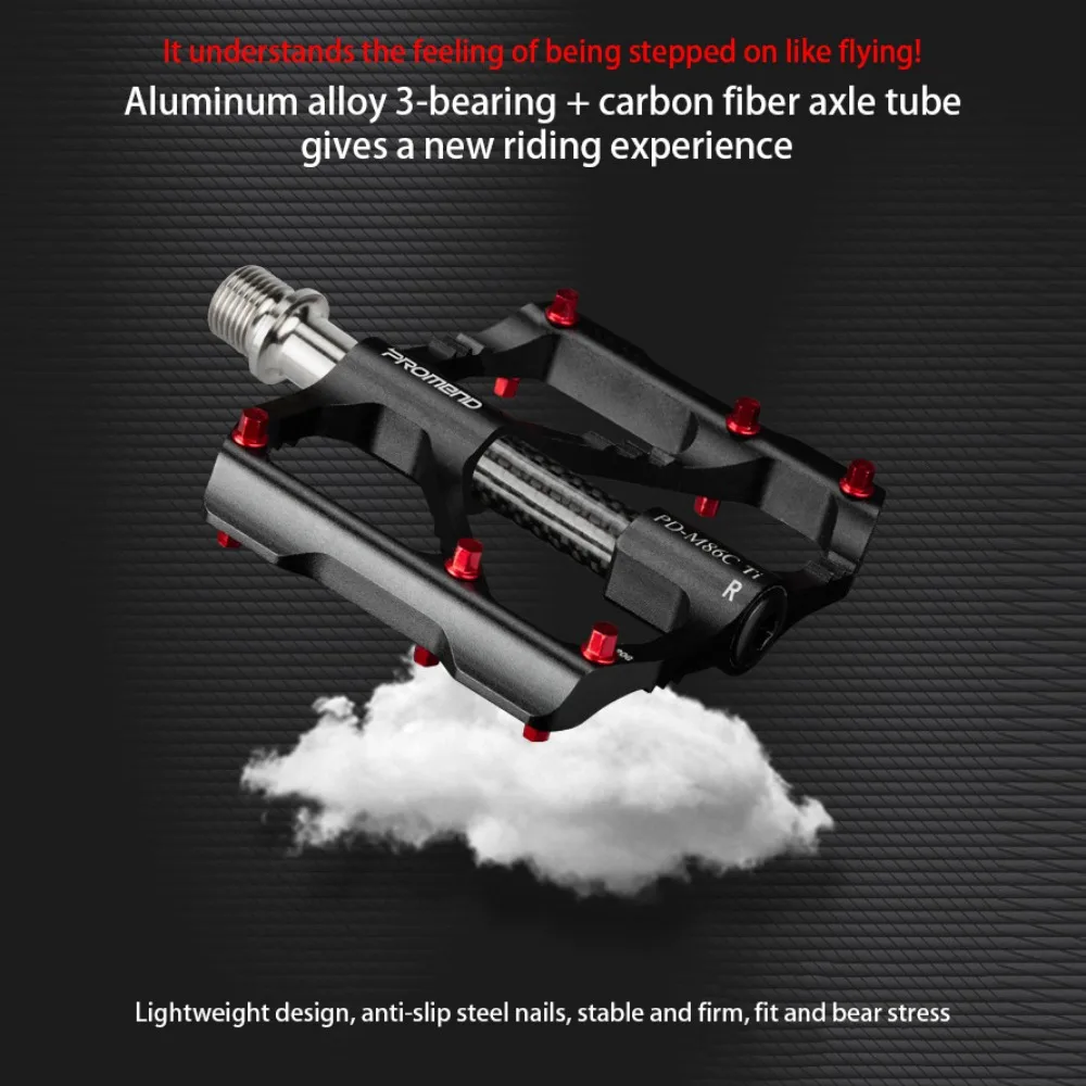 PROMEND Titanium Shaft Bike Pedal Ultralight 3 Sealed Bearing Pedals Road Mountain Bicycle MTB Wide Platform Pedals Bike Part