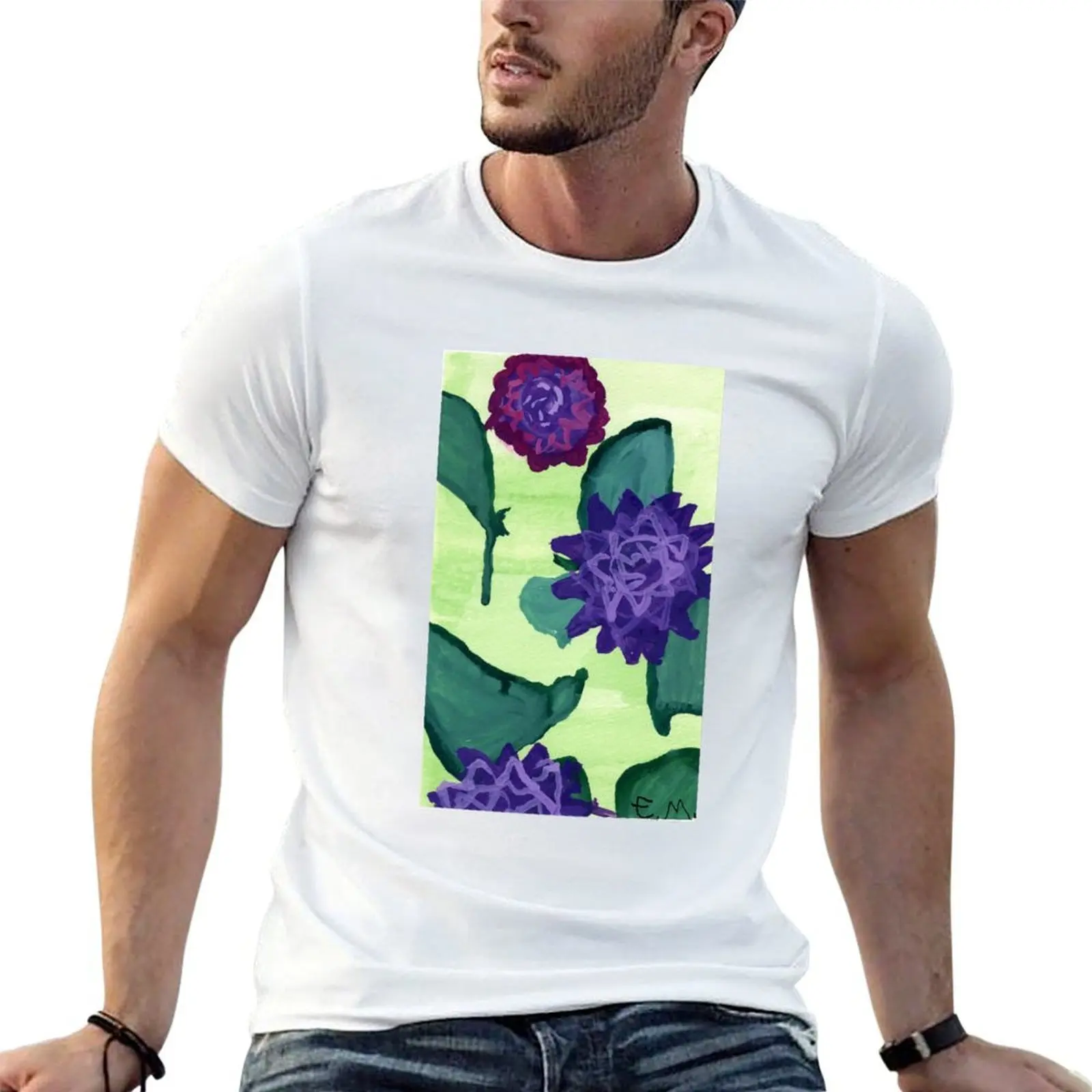 Purple flowers T-Shirt cotton man t-shirts for a boy t shirts for men