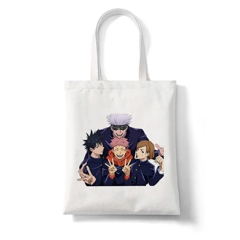 Jujutsu Kaisen Shoulder Bags Fashion Anime Printed Tote Handbag Canvas Girl Environmental Large Capacity Portable Shopping Bag