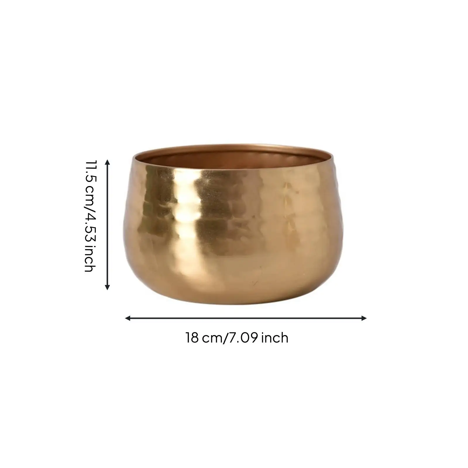 Textured Metal Vase for Indoor Plant Display Decorative Iron Planter with Rolled Border for Bookshelf Style