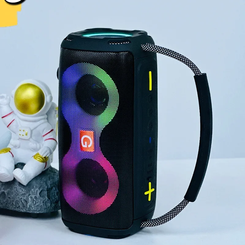 Hand-held Wireless Bluetooth Speaker with RGB Colored Lamp Mini Bass Sound Portable Party Speakers Popular Fashionable Boombox