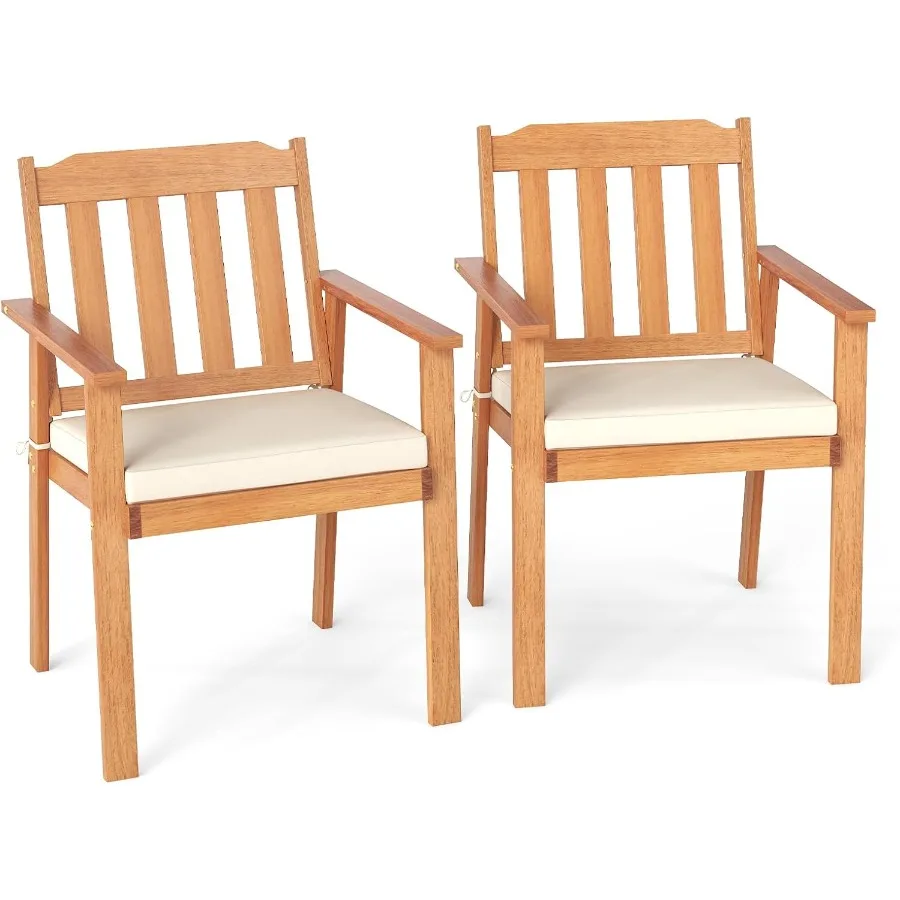 

Набор деревянных стульев для патио из 2-х стульев для обеденного отдыха на открытом воздухе с мягкой подушкой и дышащей спинкой. Чай для бесед в деревянной раме акации.