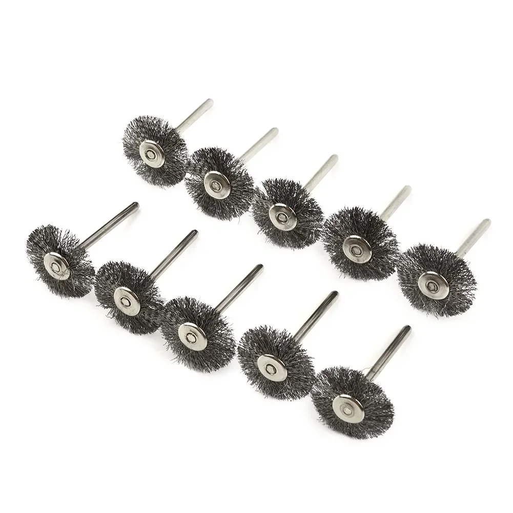 Imagem -02 - Wire Wheel Cup Brush Conjunto Ferramentas de Polimento de Broca mm Shank para Power Die Grinder Rotary Electric Abrasive Tool 10 Pcs