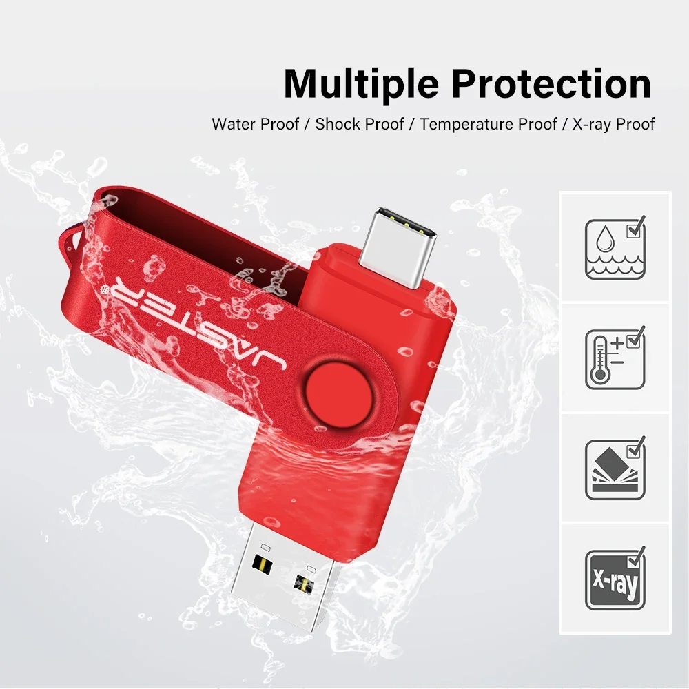 100% capacidad Real Pendrive 64GB TYPE-C unidad Flash USB 32GB memoria roja para teléfono móvil Pen Drive 128GB regalo de negocios