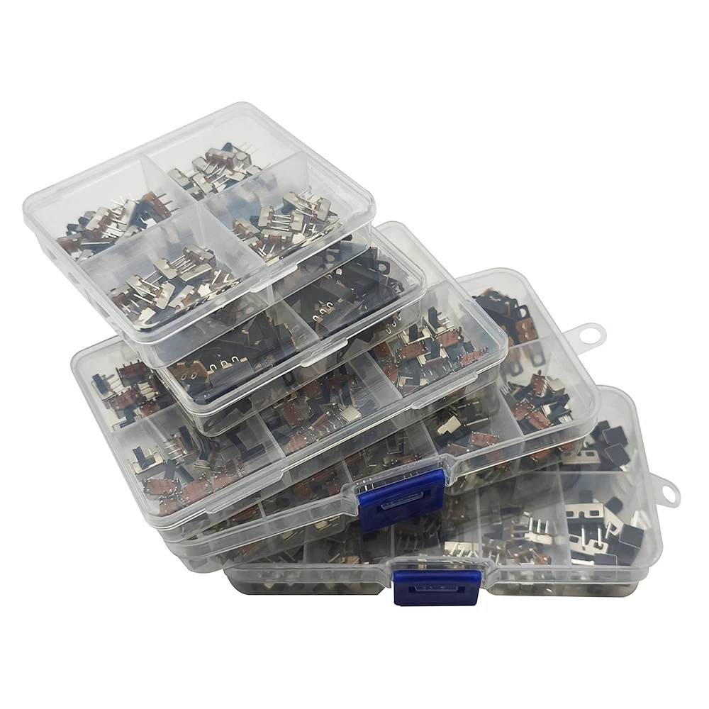 1 Box SS12D00/SK12D07VG/SS12D10/SS12F15 Kippschalter 3Pin PCB Schiebeschalter 1P2T SPDT Ein-Aus Griff Hohe:2/3/4/5/6/7mm