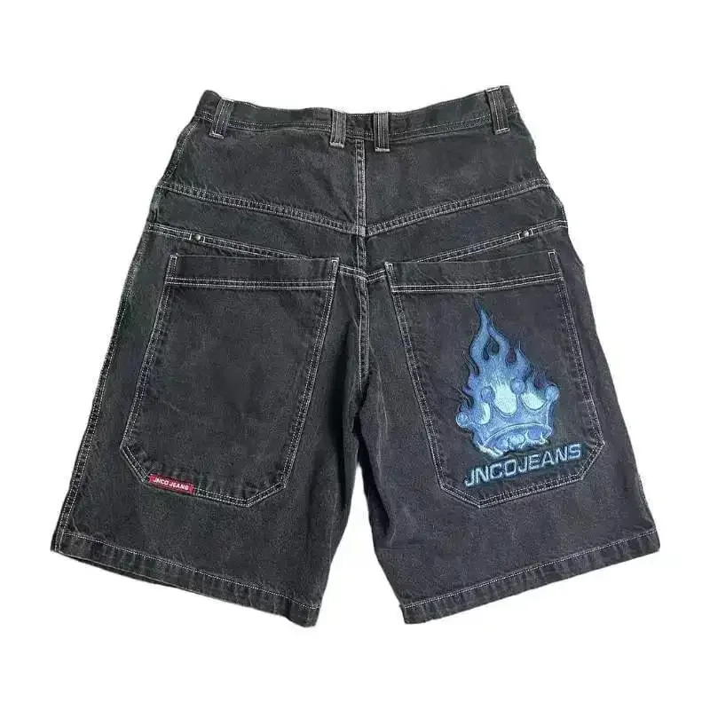 Y2K Style Hip Hop Streetwear JNCO Denim Shorts Men Women Harajuku Pocket Casual Baggy Shorts Summer Gothic Basketball Shorts New