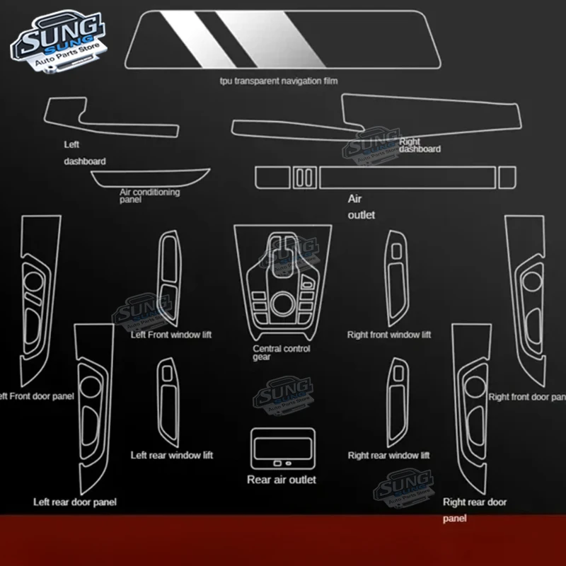 For Chery OMODA A5/C5 2022-2024 Anti-scratch Car Interior Film Dashboard Center Console Gear Transparent TPU Anti-scratch Film