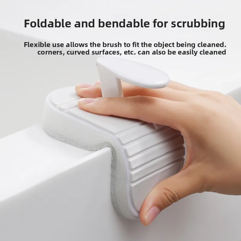 Faltbare, biegbare Hand-Schwammbürste für Küche, Badewanne, Spüle, Ecken & Kurven, Badezimmerzubehör, Haushaltsreinigung