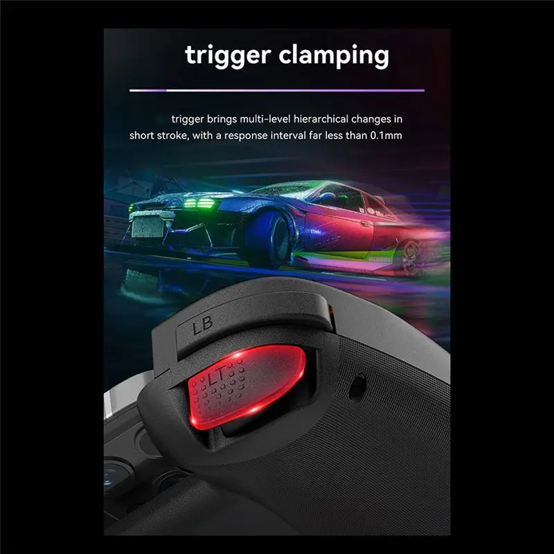 Y44A Bluetooth Game Controller for PS3 for PS4 Switch PC Android iOS Telescopic Stretch Handle RGB Light Hall Effect Black