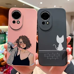 For Huawei Nova 12 Pro 12 Ultra Case Cute Funny Sweet Girl Cat Liquid Silicone Cover For Nova12 12Pro 12Ultra Shockproof Fundas