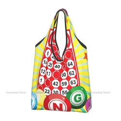 Shopping Bag Bingo Card And Ball Eco-friendly Folding Reusable Portable Shoulder Handbag for Travel Grocery Bag