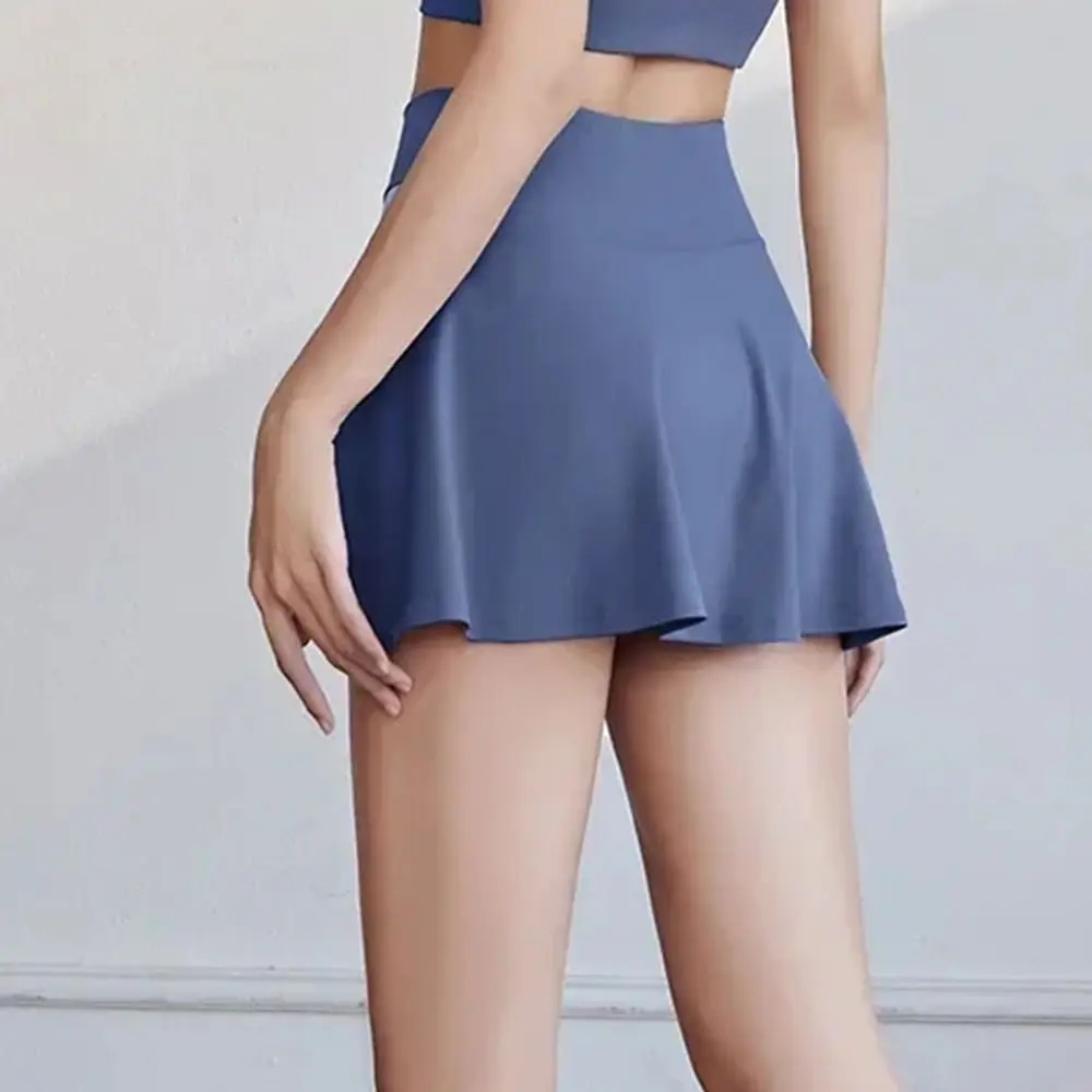 Cross-waist Women's Tennis Skirts Breathable Soft Stretchy Women Dress Color Blocking Built-in Shorts Sport Golf Skirt Yoga