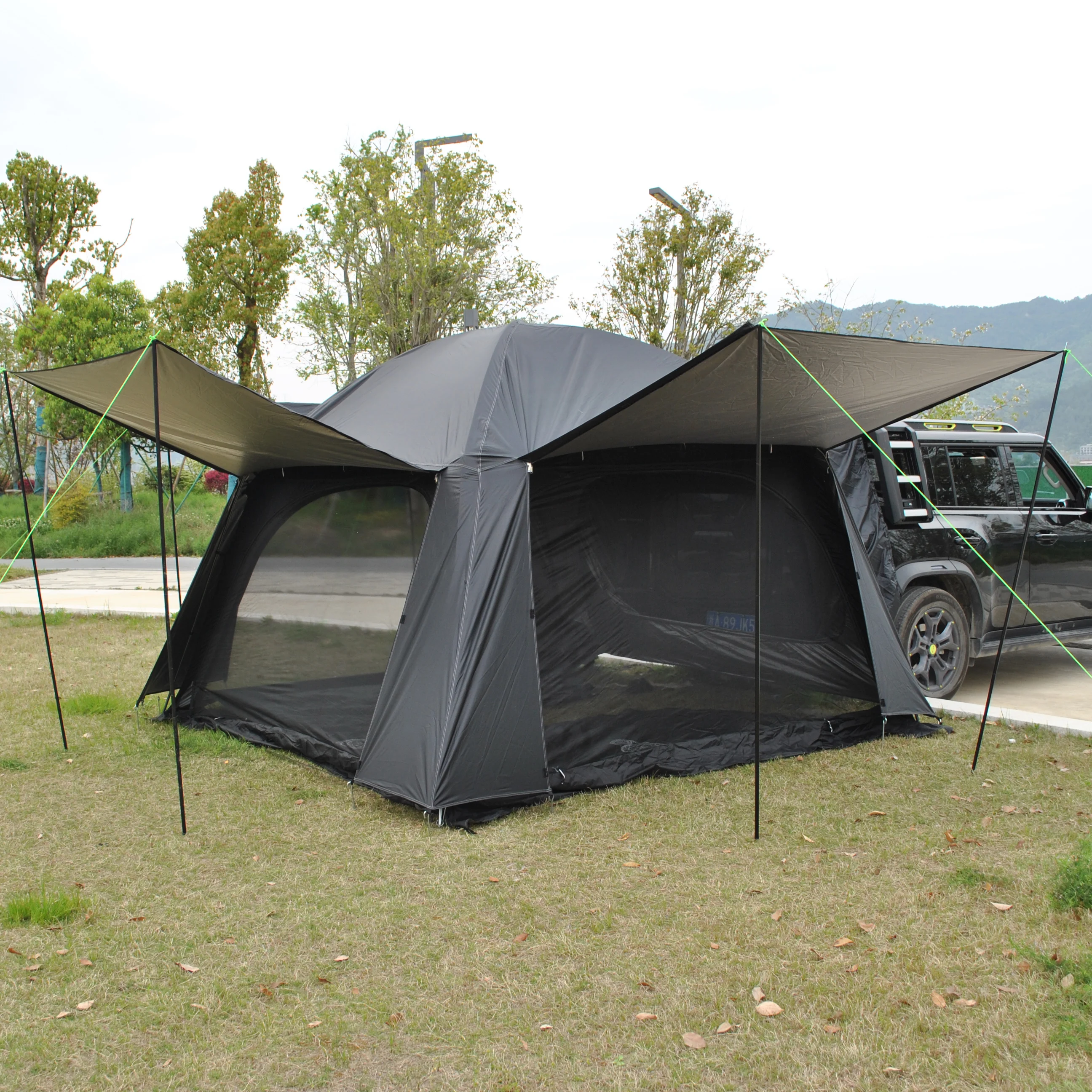 Tienda de campaña Trinity Tiple Layer Rainfly SUV, tienda de campaña para coche, tienda de campaña para 4 personas para SUV, tienda de campaña para estufa trasera de coche con 3 velas