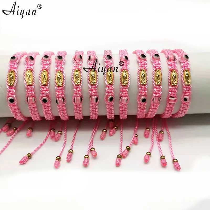 12 Pieces Eyes With Virgin Mary And Saint Jude Thread Braided Bracelet Can Be Given As A Gift And Can Pray Many Colors To Choose