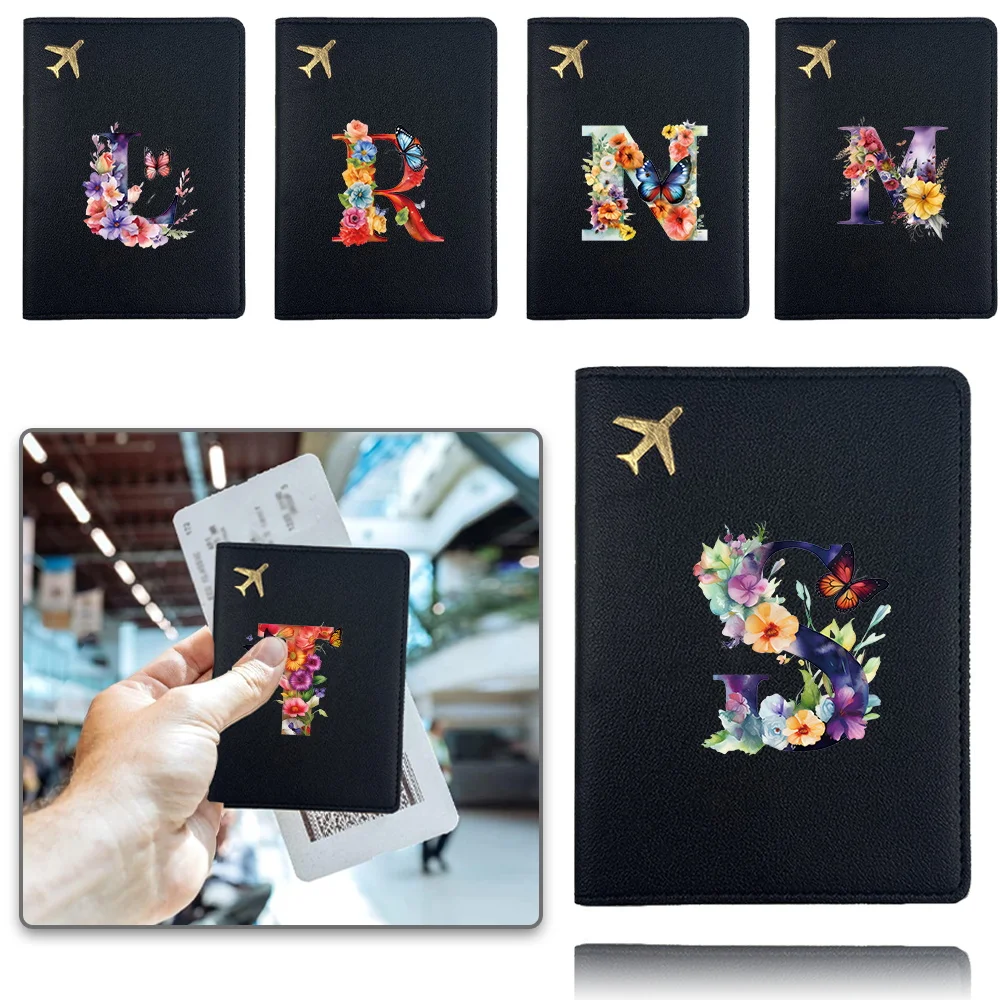 

Pu Passport Cover Pocket Business Passport Clip Travel Passport Case Bank Card Organizer Cover Women Butterfly Letter Pattern