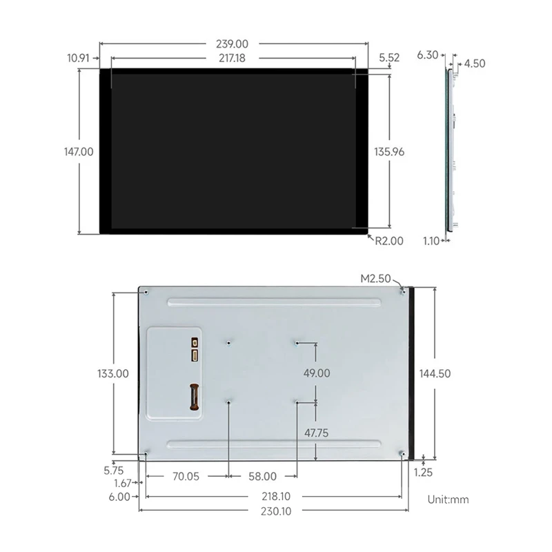 Display touch screen LCD DSI MIPI da 10,1 pollici 800X1280 per ESP32-P4/Luckfox-Titan-RK3576/Luckfox-Lyra-RK3506