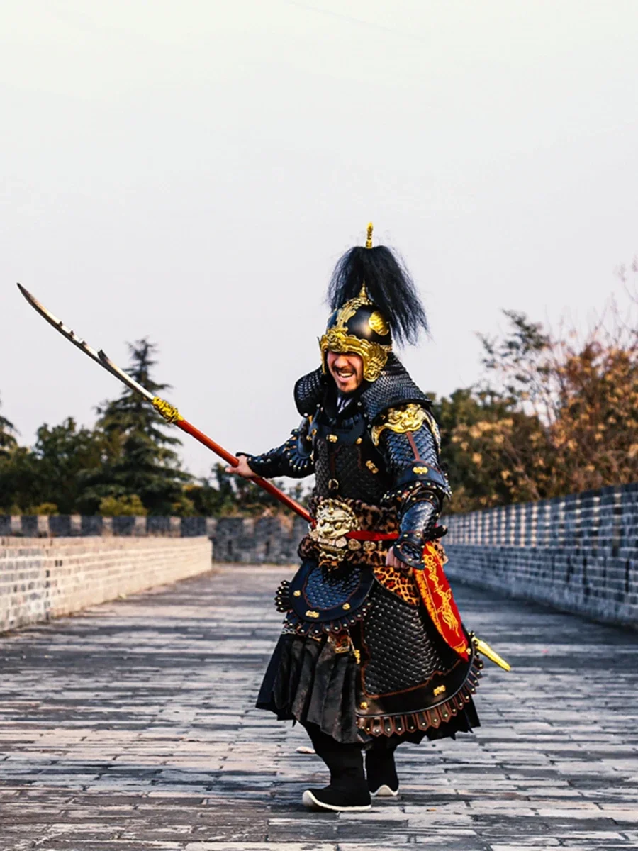 Armure générale de prairie chinoise, échelle de poisson, officier de la dynastie Tang, acier inoxydable, fer argenté