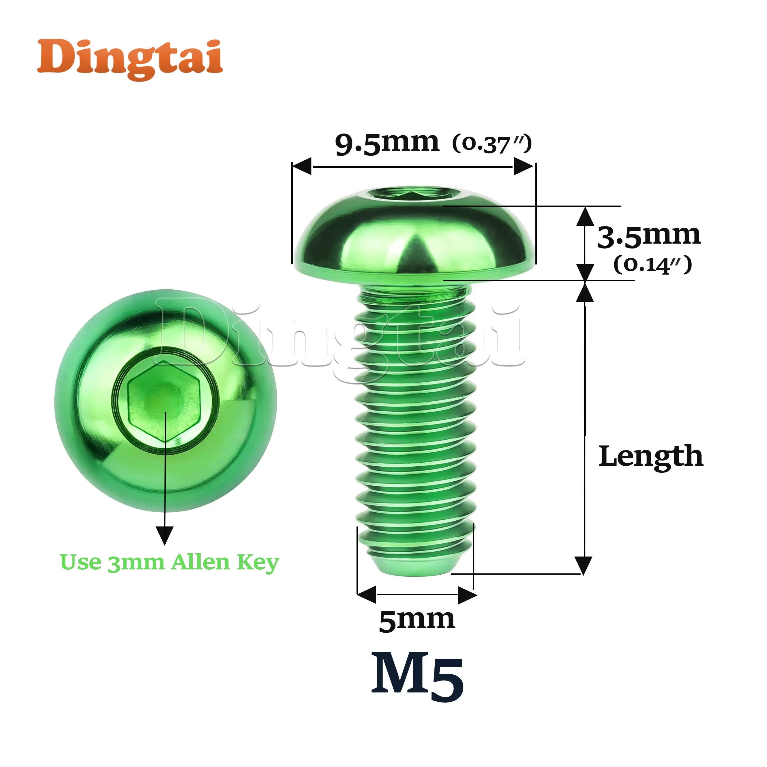 Dingtai Titanium Bolt 10PCS M5/M6x8 10 12 15 16 18 20 25 30 มม.ปุ่ม Hex Allen หัวสกรูสําหรับรถจักรยานยนต์รถอะไหล่