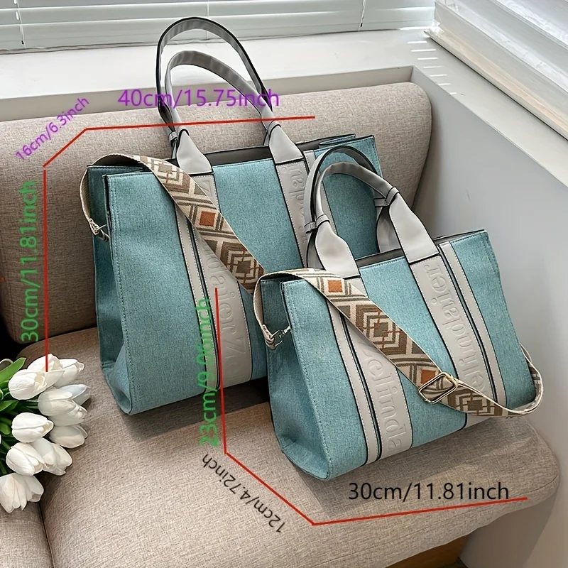 New Women's Fashion Luxury Design Tote Bag High Quality Canvas Large Capacity Handbag Elegant Commuting Shoulder Bag