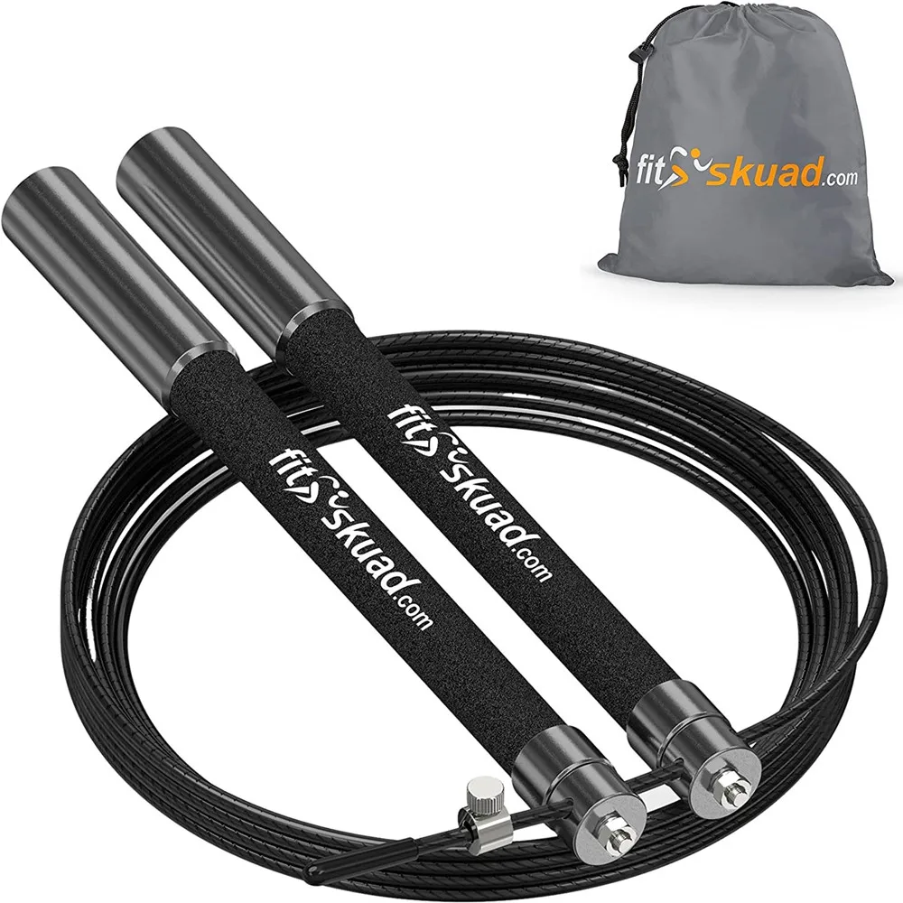 Skakanka Fitskuad Speed Jump Rope Wytrzymała, regulowana skakanka Lekkie, solidne aluminiowe uchwyty, gładka lina Crossfit z łożyskiem kulkowym
