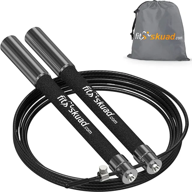 Skakanka Fitskuad Speed Jump Rope Wytrzymała, regulowana skakanka Lekkie, solidne aluminiowe uchwyty, gładka lina Crossfit z łożyskiem kulkowym