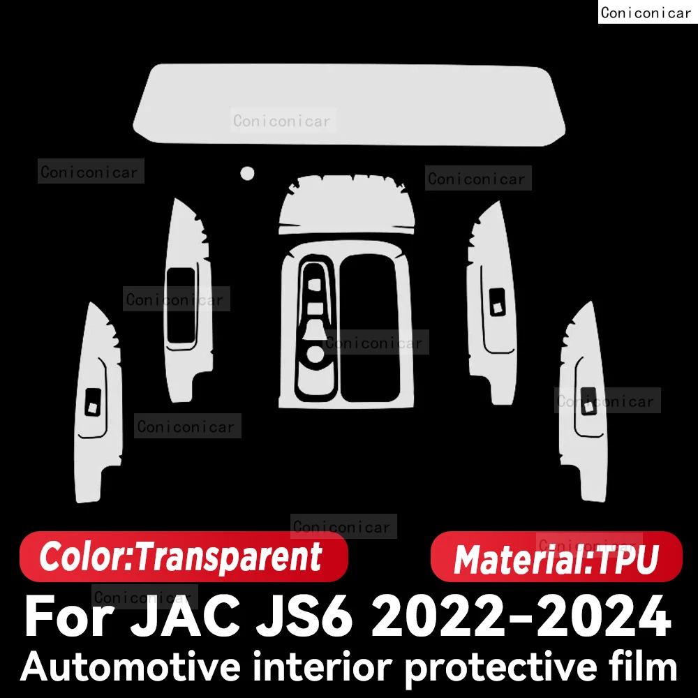 TPU For JAC JS6 2022 2023 2024 Transparent Protective Film Car Interior Central Control Navigation Panel Accessories Sticker