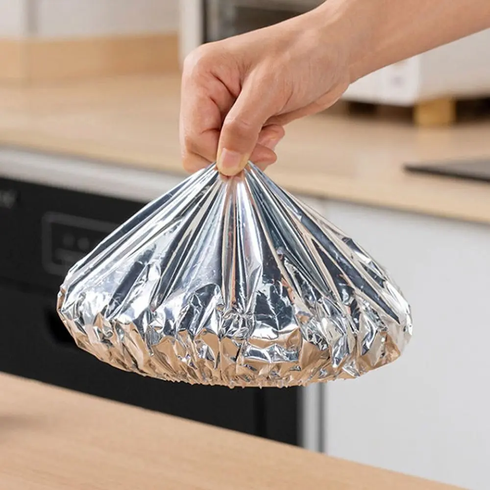 10/20Pcs Thickened Aluminum Foil Covers Heat Resistant Elastic Edge Food Storage Covers Reusable Food Insulation Covers