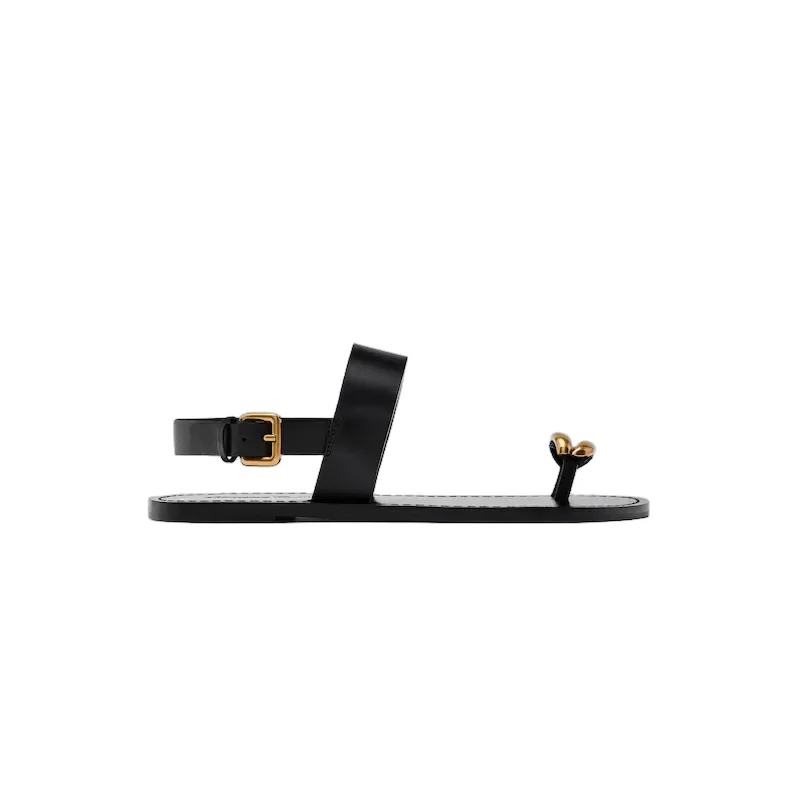 

Withered French Minimalist Gold Buckle Toe Sandals Fashionable Ladies Commuting Leisure Single Strap Slippers Summer Shoes Women