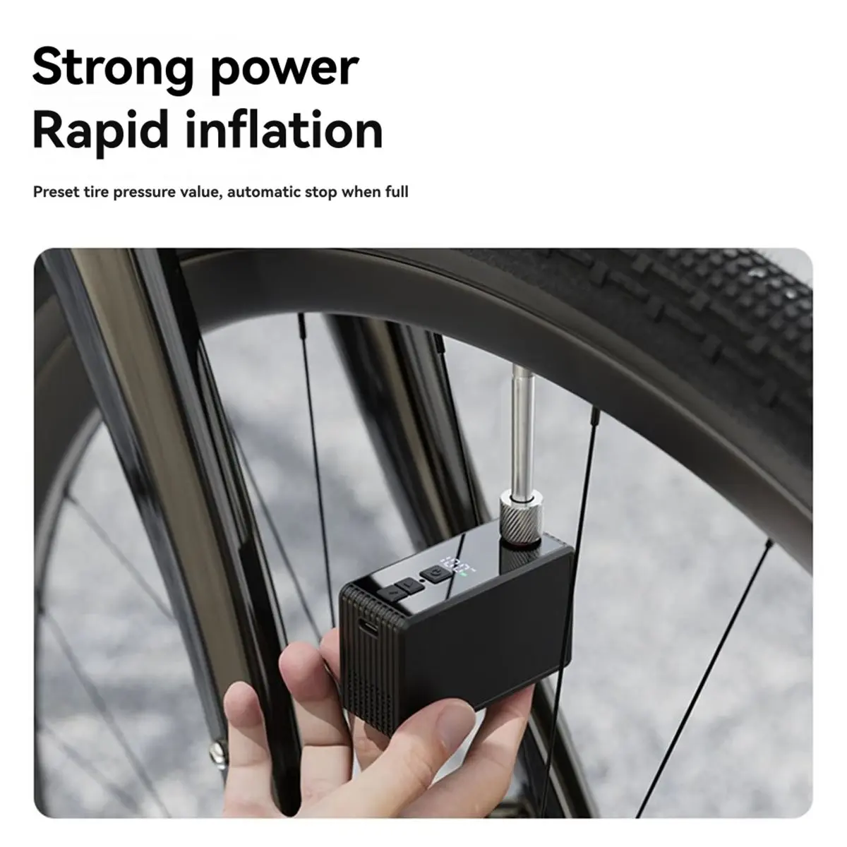 ミニ電動自動エアポンプポータブルデジタルインフレーター - ロードバイクシュレーダープレスタタイヤ 130PSI 800mAh
