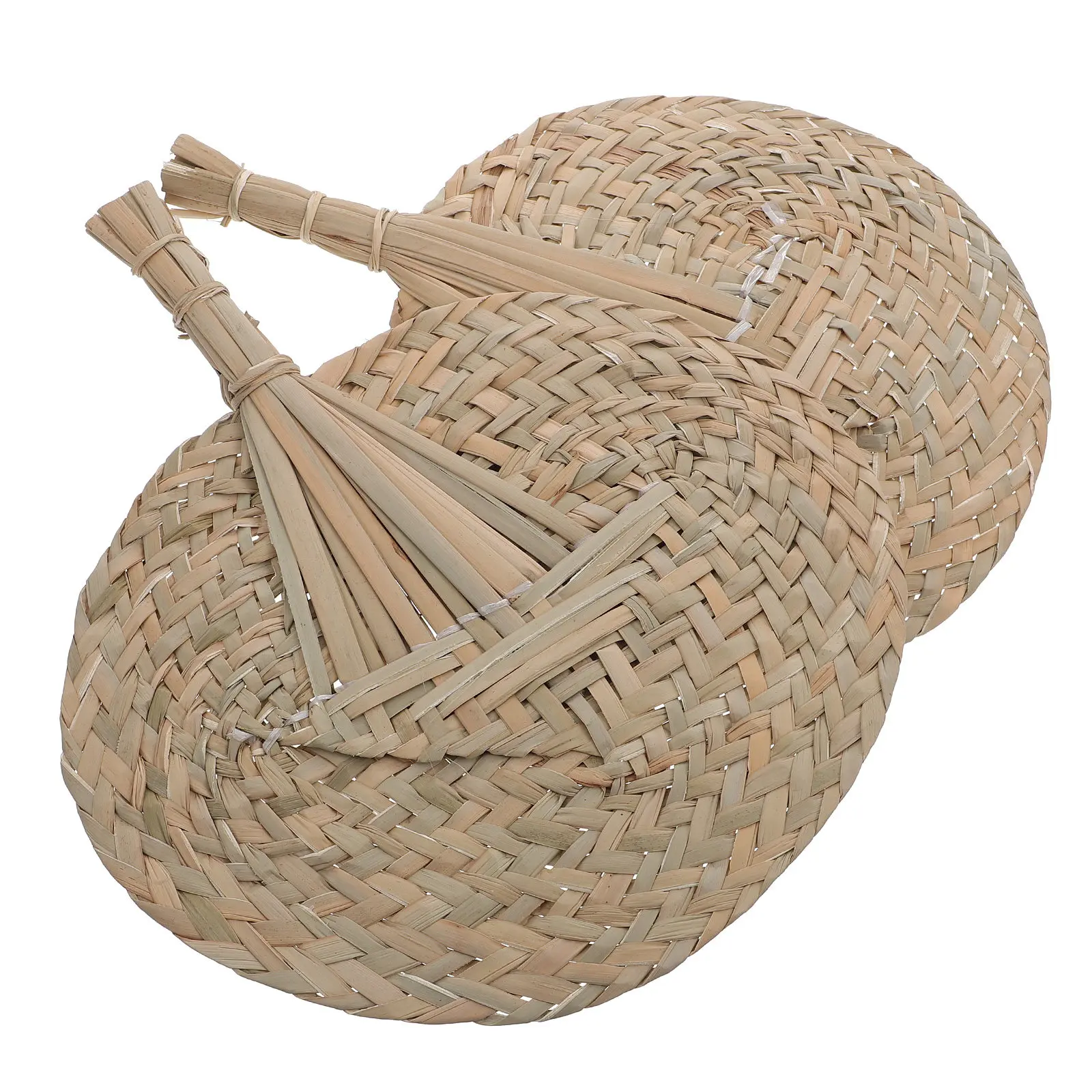 

2Pcs Sunshade Fan Natural Wheat Straw Handwoven Summer Cooling Handheld Decorative Cooling Fans Handwoven Fan Outdoor Fans