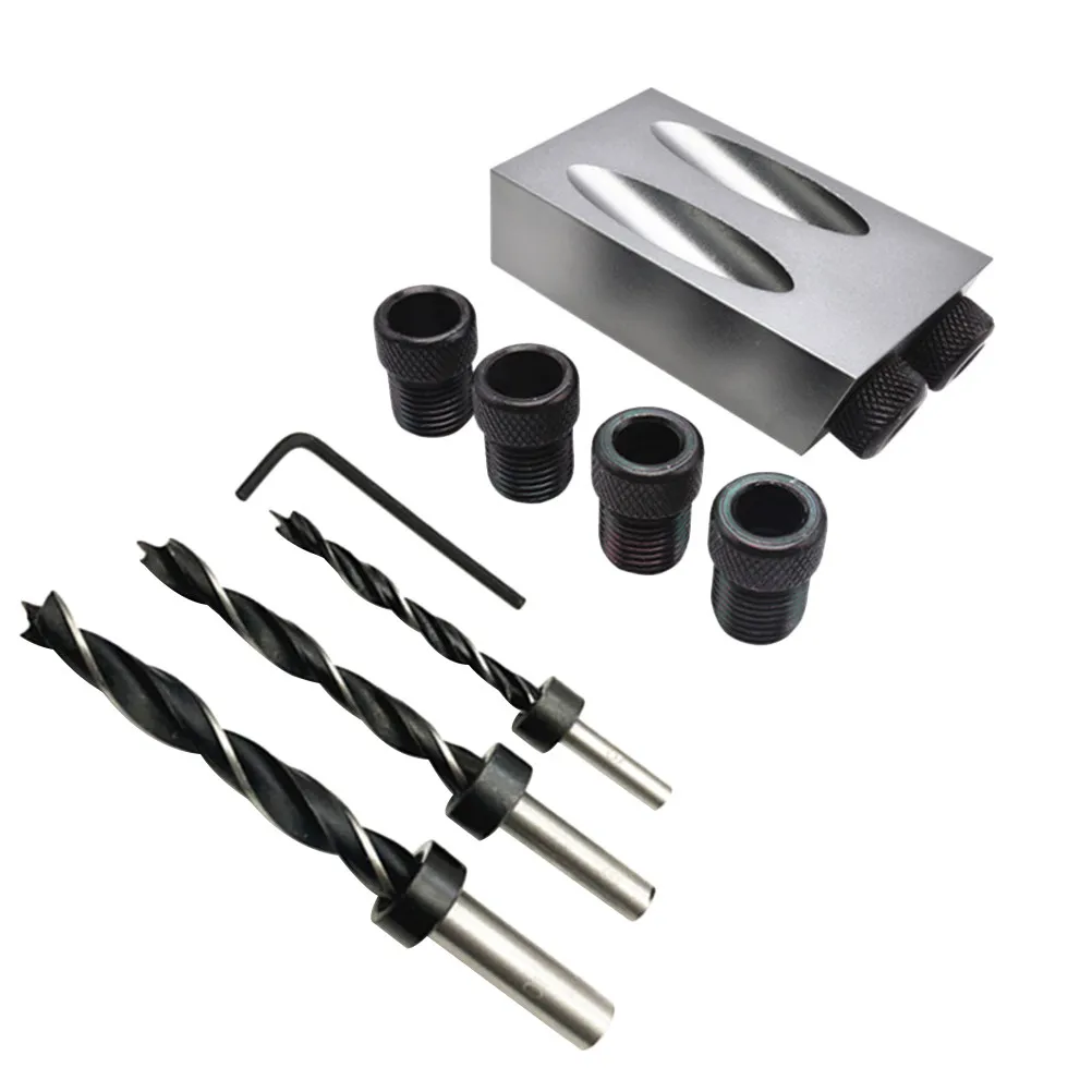 34pcs Oblique Hole Drill Set 15 Degree Angle Grey Locator Woodworking Hand Tools For Screw Joints Guide Puncher Kit Drill Bits