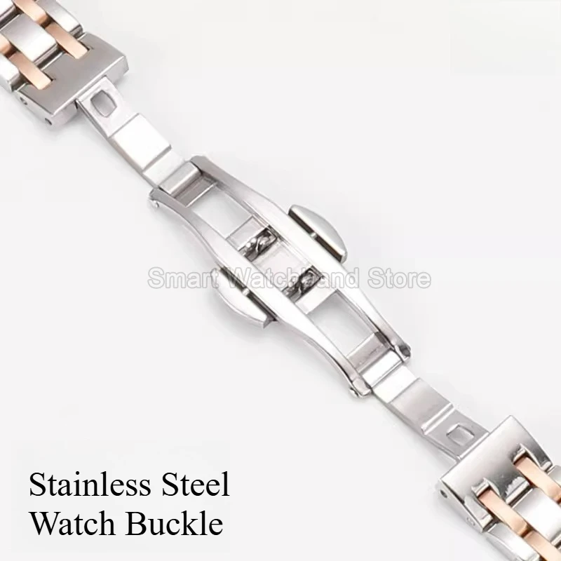 واجهة مقعرة لسوار ساعة Tissot Bellissima SmallLady من الفولاذ المقاوم للصدأ متين وسهل التنظيف وبارد ومريح على المعصم