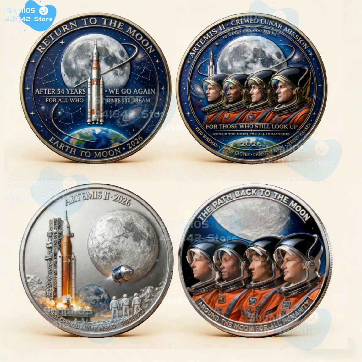 

2026 Artemis II Apollo 11 Moon Landing Commemorative Coin NASA Space Exploration 3D Metal Collectible Souvenir Gift