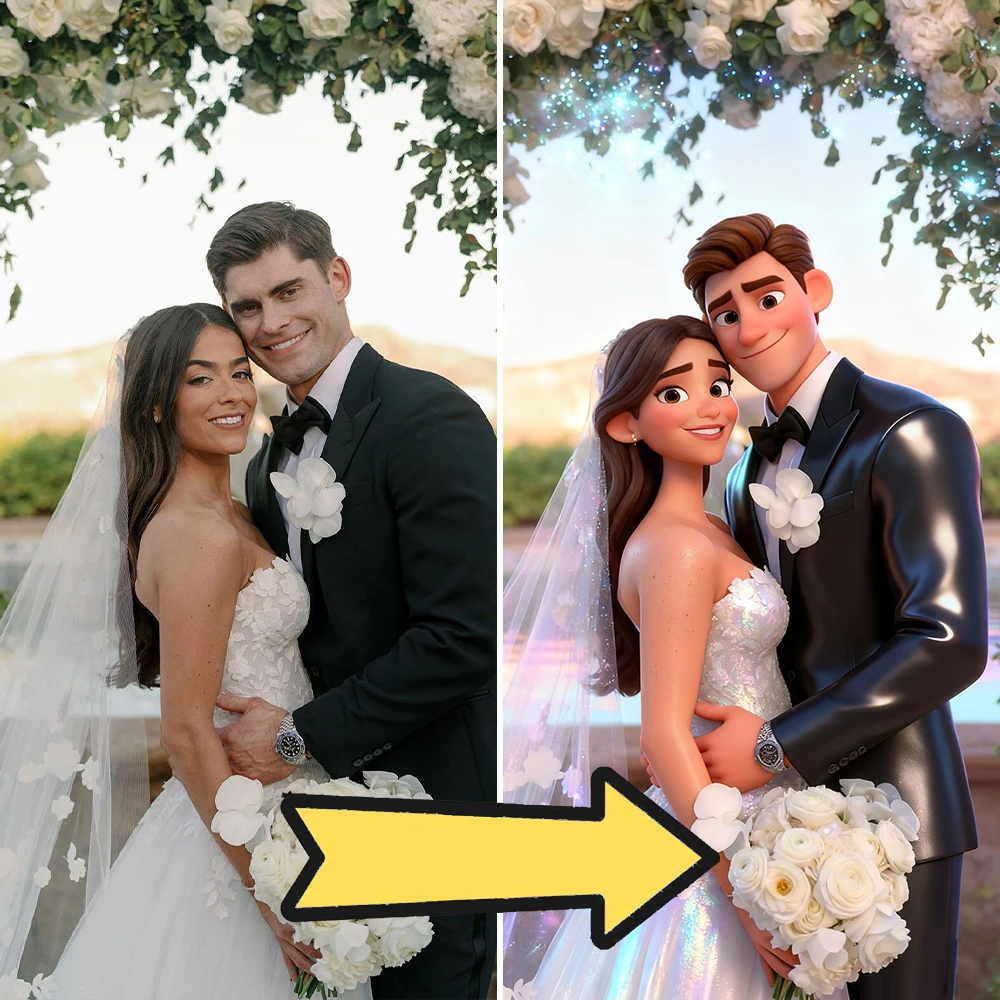 Personalisierter individueller Leinwanddruck im Animationsstil, Hochzeitsposter, Porträt, Fotokunstdruck, Heimdekoration, Geschenk, rahmenlos