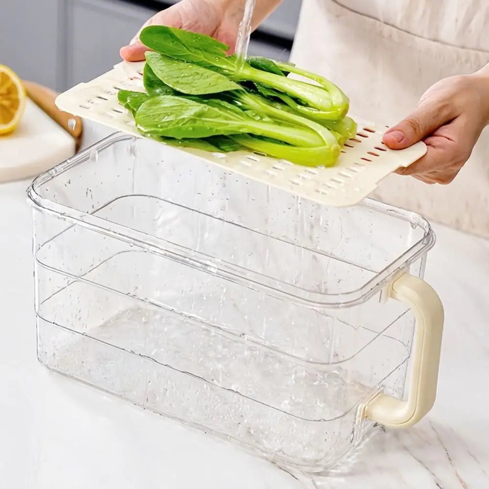 Plastic Refrigerator Storage Box Large Capacity Stackable Fruit Vegetable Crisper Sealed with Lid Food Storage Container Kitchen