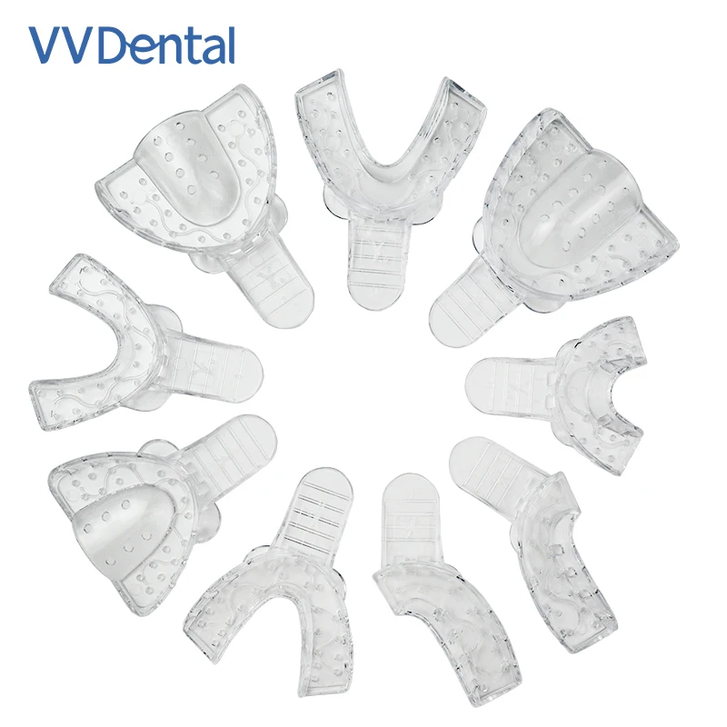 

VV Dental 9 шт. стоматологические оттискные пластиковые лотки, одноразовый прозрачный держатель для зубов, пластиковые лотки, стоматологический лабораторный материал